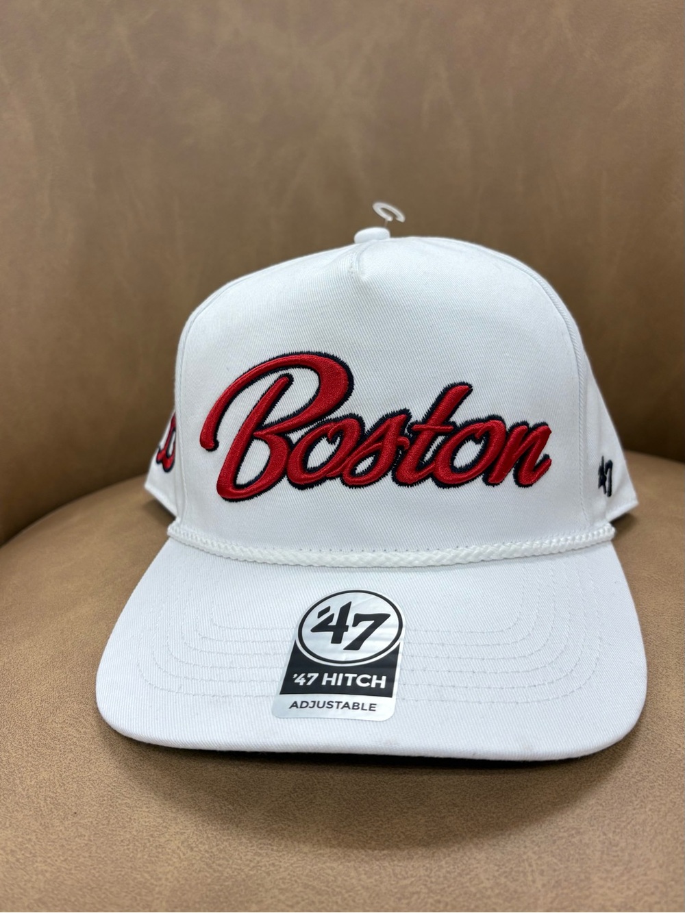 47 Boston White Cap with Red Script